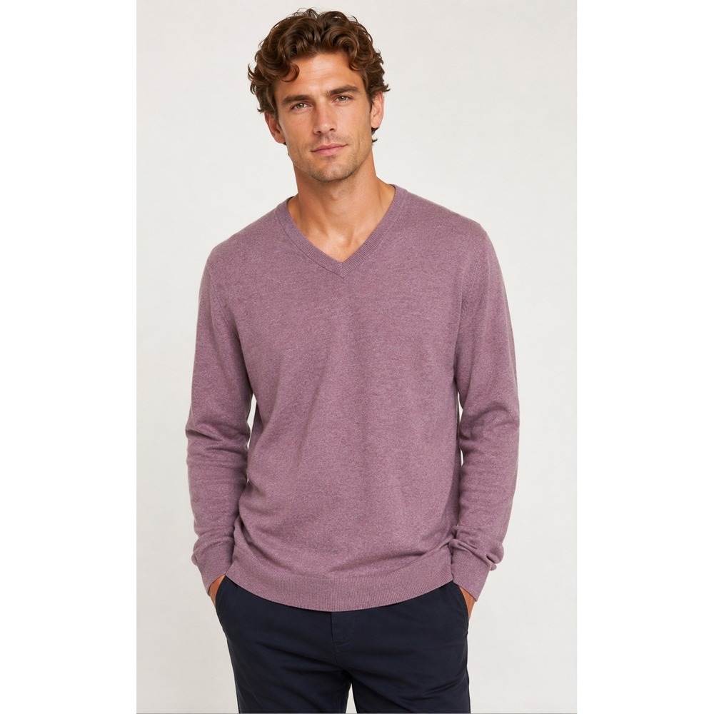 Vince Mens‎ XXL Cotton Cashmere V Neck Sweater Soft Mauve Dusty Pink